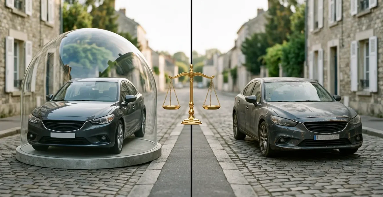 Comparaison entre assurance tous risques et au tiers pour une voiture de 7 ans sur fond de route française