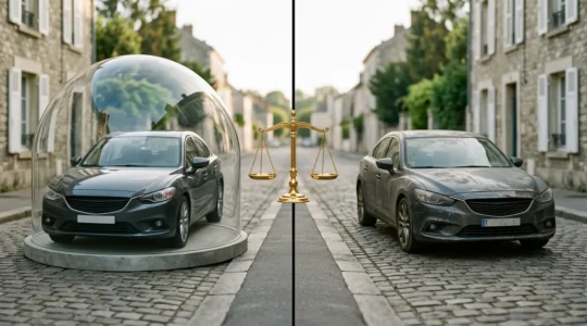 Comparaison entre assurance tous risques et au tiers pour une voiture de 7 ans sur fond de route française