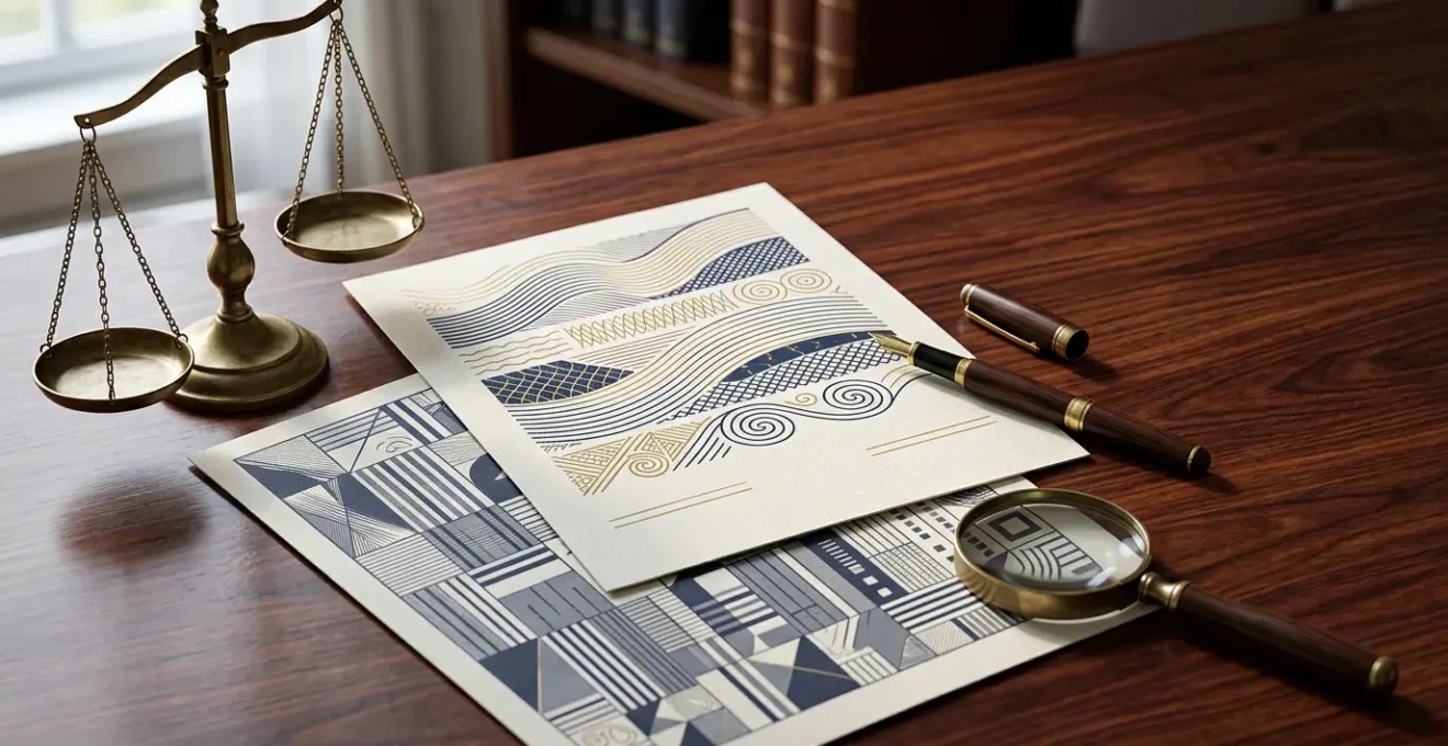 Documents d'assurance avec conditions particulières et générales, entourés d'éléments symbolisant la protection juridique