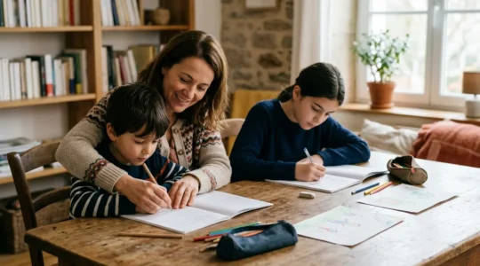 Parents et enfants dans un environnement sécurisant symbolisant la protection financière de la famille