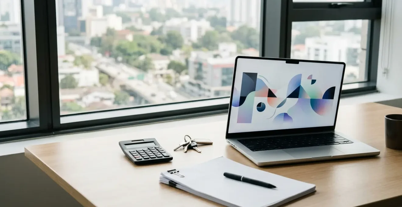 Une personne utilise une calculatrice et un ordinateur portable pour comparer des devis d'assurance auto